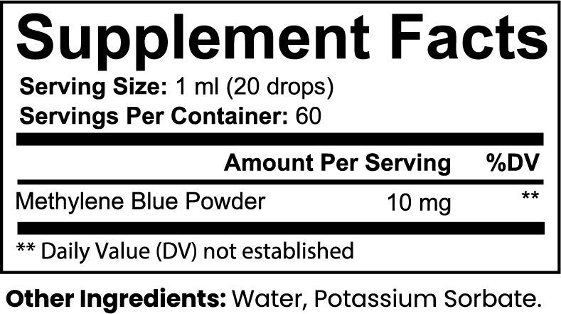 Methylene Blue Drops supplement facts image